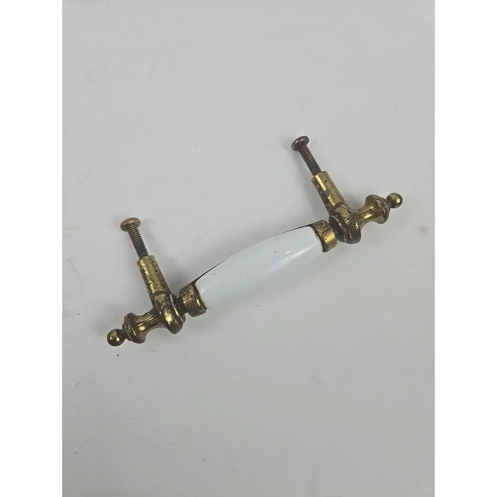 6 Antique White Porcelain & Brass 5